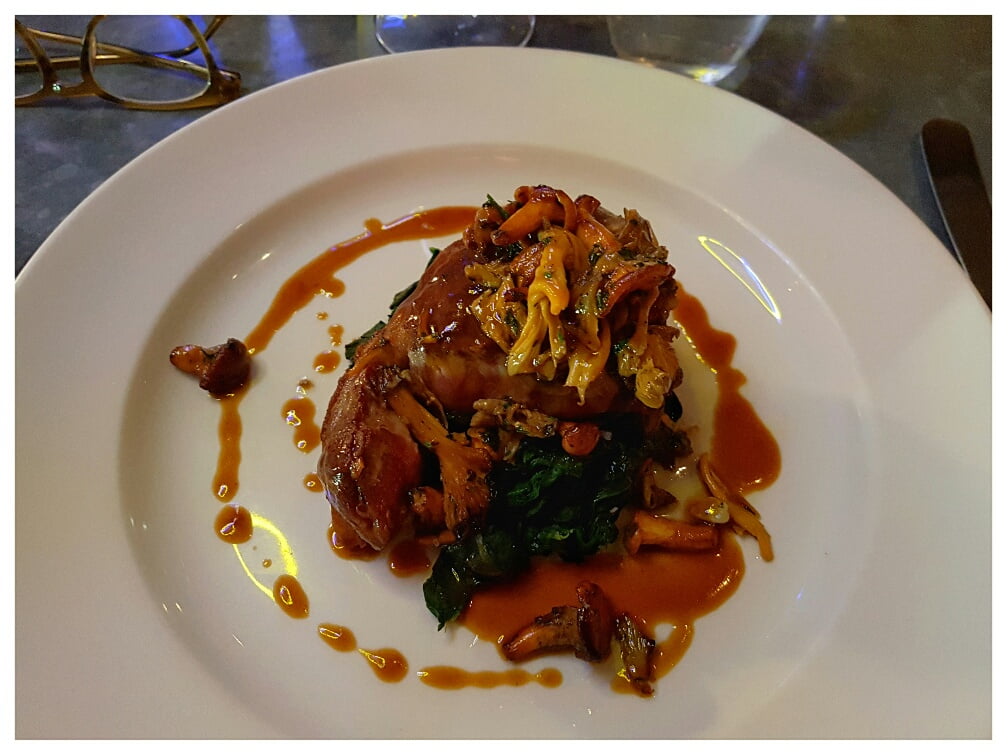 Lamb sirloin with girelles and spinach at Hix in Soho
